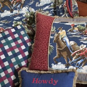 Rustic Cowboy Duvet Cover Set - Blue and Red